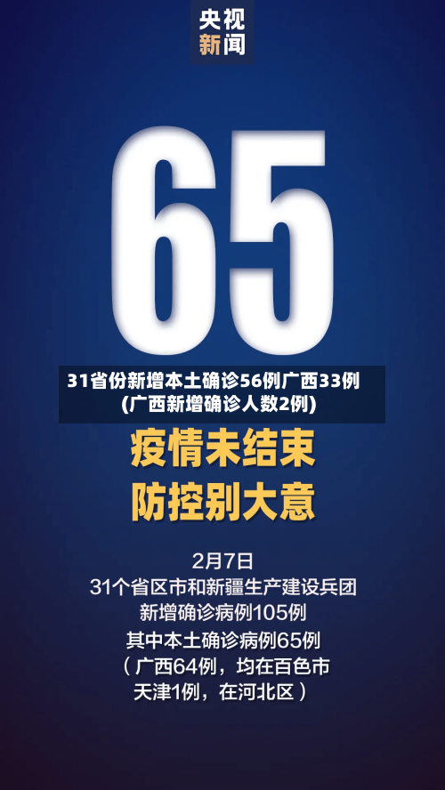 31省份新增本土确诊56例广西33例(广西新增确诊人数2例)