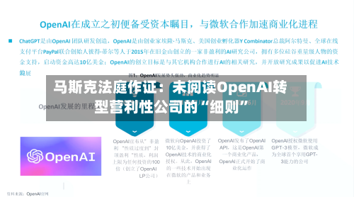 马斯克法庭作证：未阅读OpenAI转型营利性公司的“细则”