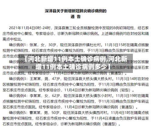 【河北新增11例本土确诊病例,河北新增11例本土确诊病例多少】