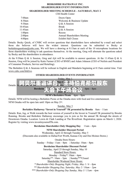 阿贝尔重返讲台，主持伯克希尔股东大会下午场会议-第2张图片
