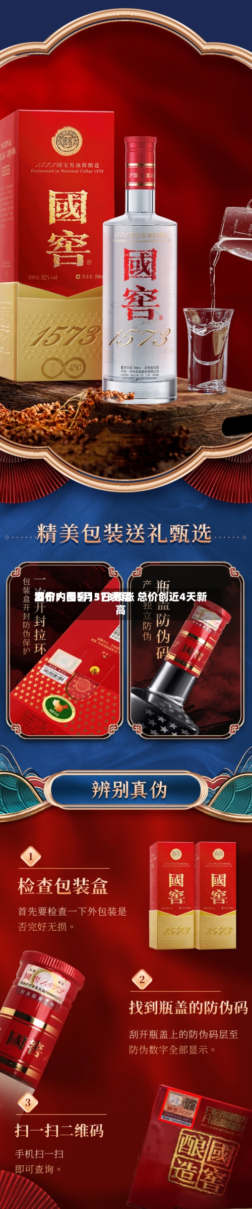 酒价内参5月3日费用发布：国窖1573领涨 总价创近4天新高