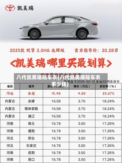八代凯美瑞贴车衣(八代凯美瑞贴车衣多少钱)