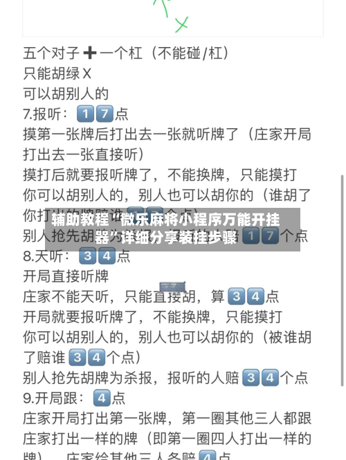 辅助教程“微乐麻将小程序万能开挂器”详细分享装挂步骤-第2张图片