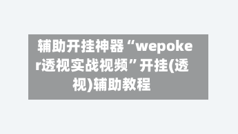辅助开挂神器“wepoker透视实战视频”开挂(透视)辅助教程