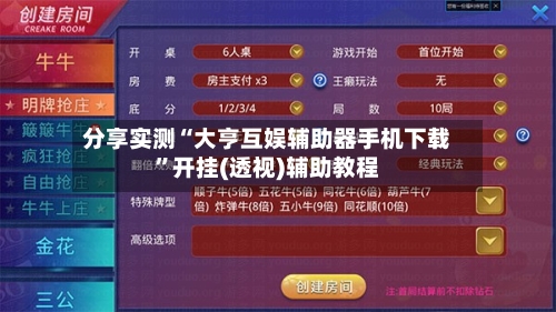 分享实测“大亨互娱辅助器手机下载”开挂(透视)辅助教程