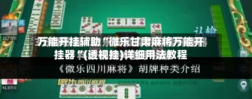 万能开挂辅助“微乐甘肃麻将万能开挂器“(透视挂)详细用法教程-第2张图片