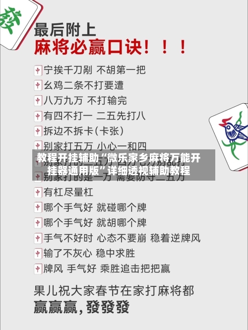 教程开挂辅助“微乐家乡麻将万能开挂器通用版”详细透视辅助教程-第3张图片