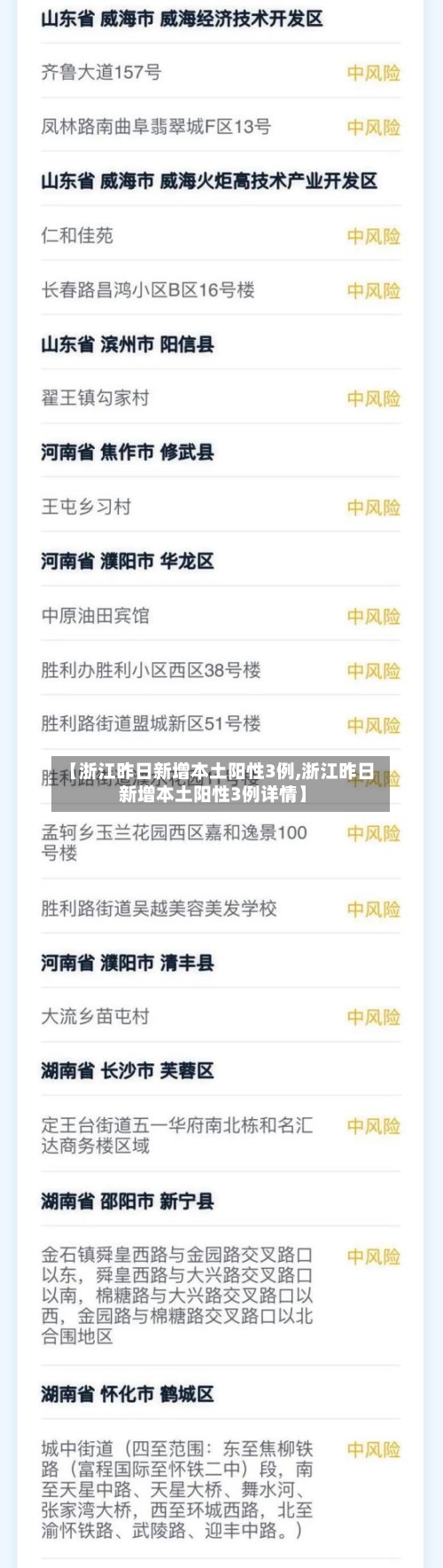 【浙江昨日新增本土阳性3例,浙江昨日新增本土阳性3例详情】