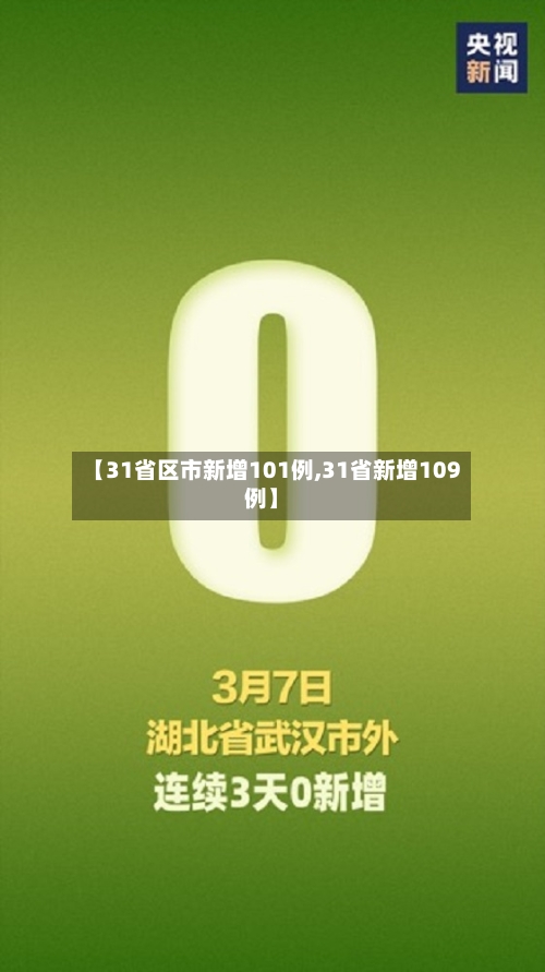 【31省区市新增101例,31省新增109例】