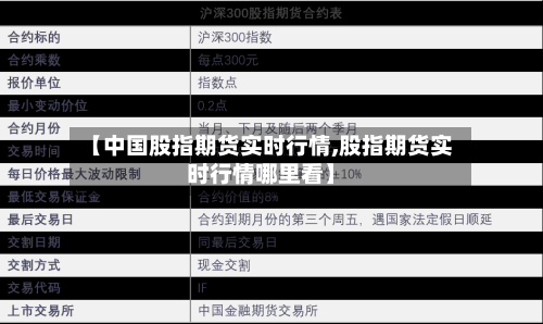 【中国股指期货实时行情,股指期货实时行情哪里看】