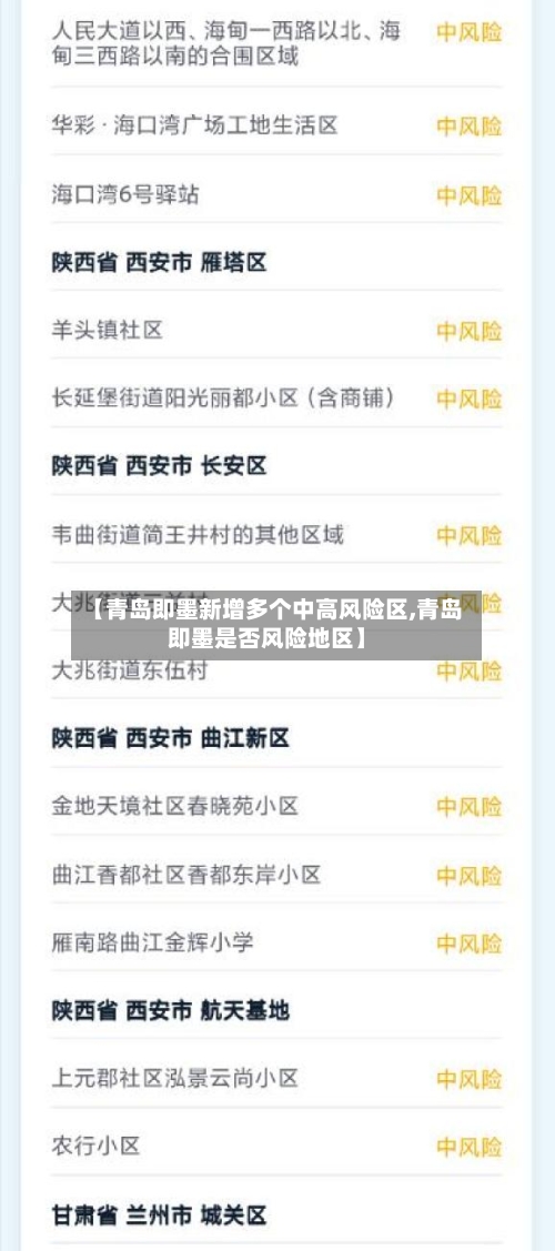 【青岛即墨新增多个中高风险区,青岛即墨是否风险地区】