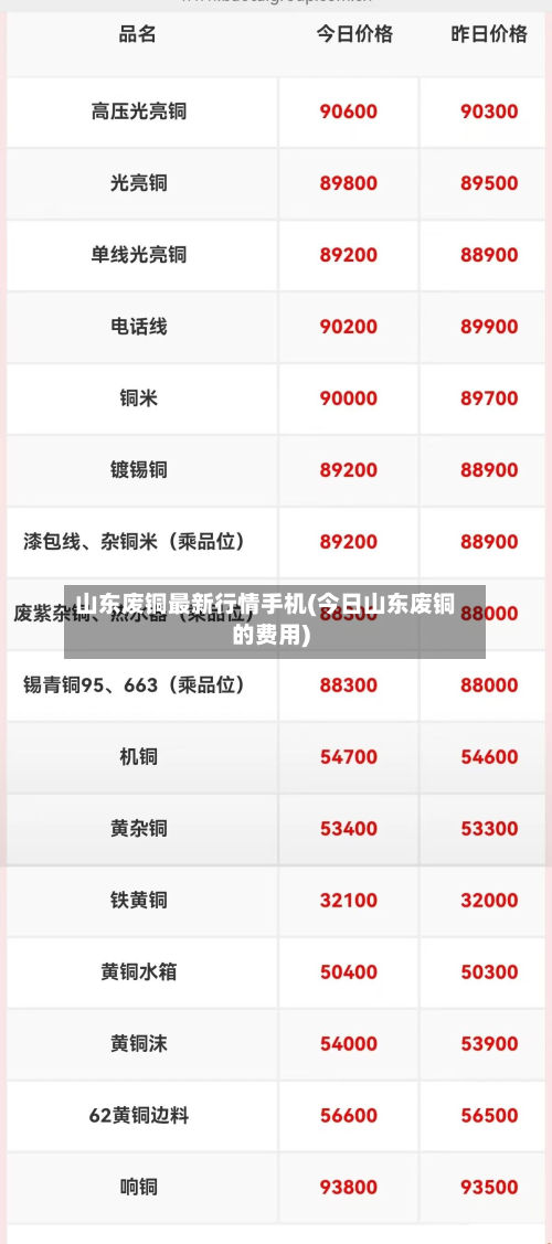 山东废铜最新行情手机(今日山东废铜的费用)