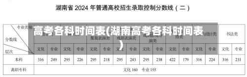 高考各科时间表(湖南高考各科时间表)