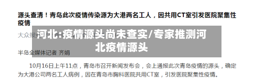 河北:疫情源头尚未查实/专家推测河北疫情源头