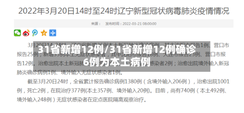 31省新增12例/31省新增12例确诊6例为本土病例