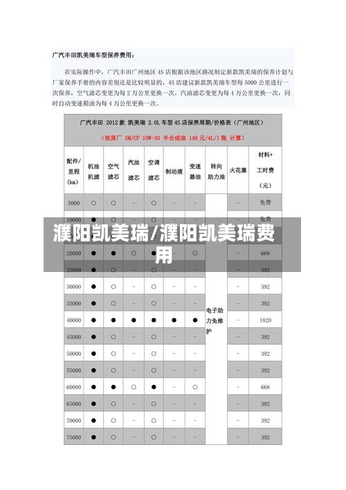 濮阳凯美瑞/濮阳凯美瑞费用