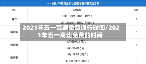 2021年五一高速免费通行时间/2021年五一高速免费的时间