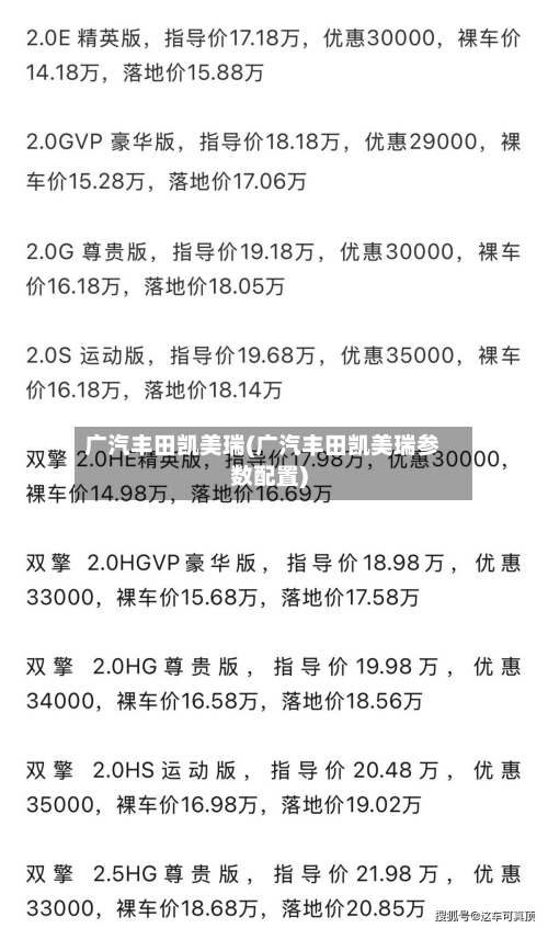 广汽丰田凯美瑞(广汽丰田凯美瑞参数配置)