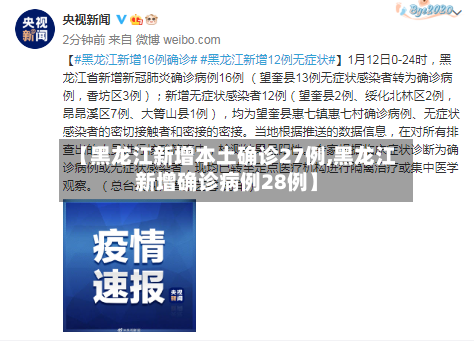 【黑龙江新增本土确诊27例,黑龙江新增确诊病例28例】