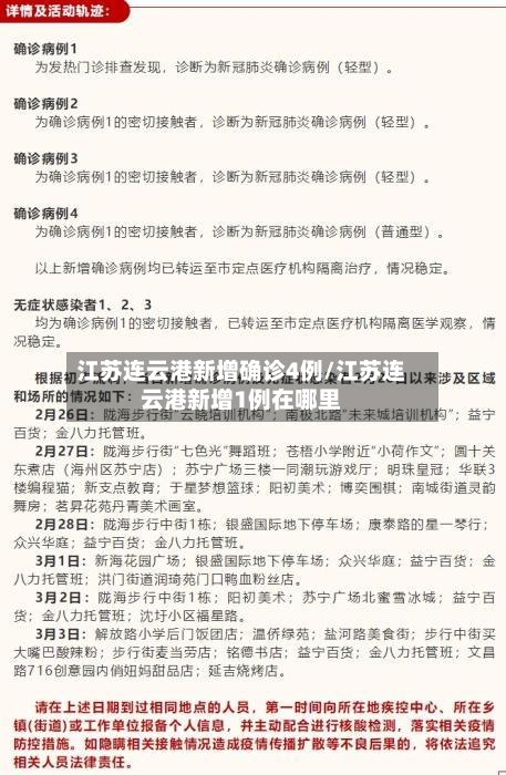 江苏连云港新增确诊4例/江苏连云港新增1例在哪里