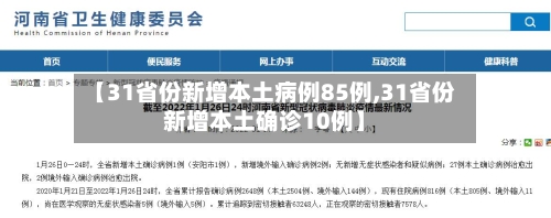 【31省份新增本土病例85例,31省份新增本土确诊10例】